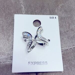 Express open design silver ring with crystals, new